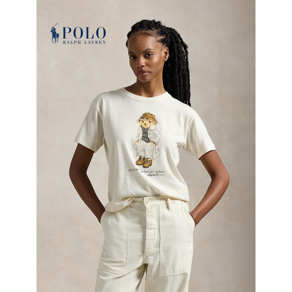 Ralph Laush RL Women's Short Sleeve T-Shirt ลายพิมพ์บาร์