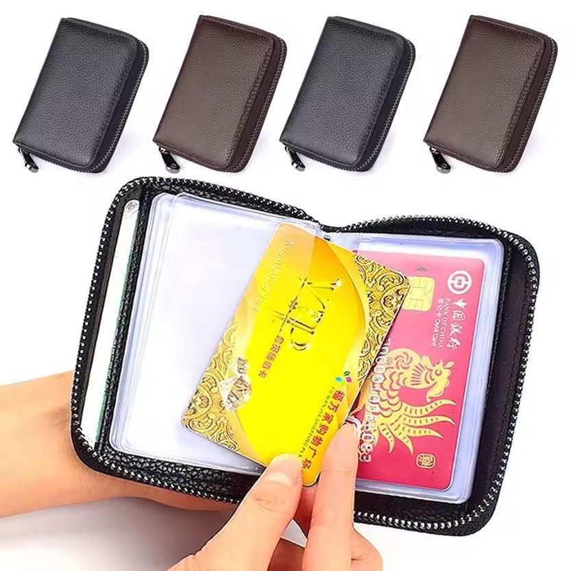 22 Bits ID Card Bank Card Organizer Case/ที่ใส่บัตรหนัง PU/RFID Blocking Protect Case/กระเป๋าสตางค์ธุรกิจสําหรับผู้หญิงผู้ชาย