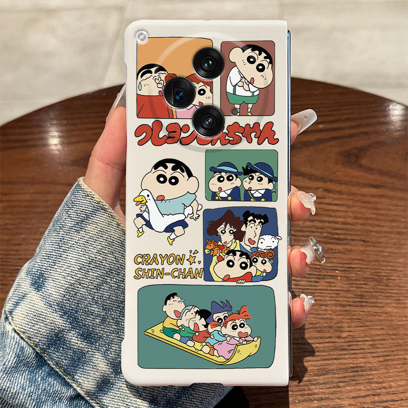การ์ตูน Crayon Shin Chan PC สําหรับ OPPO Find N3 5G Find N2 Fold6 Fold5 Fold4 Fold3 ฝาครอบ