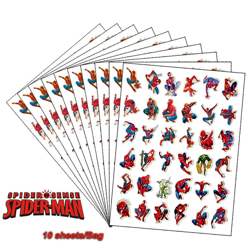 10 ชิ้น/ถุงการ์ตูน Spider-Man สติ๊กเกอร์รางวัลเหมาะสําหรับครูโรงเรียนและผู้ปกครองเพื่อรางวัลอุปกรณ์นักเรียน