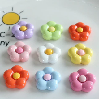 【5pcs/bag】Glossy รอบมุมห้ากลีบดอกไม้ DIY ครีมกาวกิ๊บติดผมเชือกผมเครื่องประดับอุปกรณ์เสริมเสื้อผ้าถ้วยน้ําด้านล่างแบน Patch North 13
