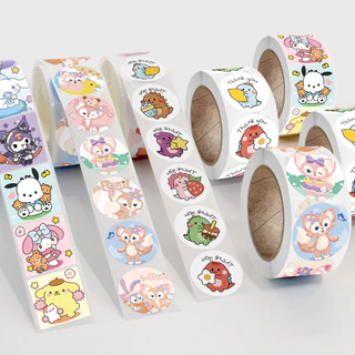 สติ๊กเกอร์ขอบคุณ สติ๊กเกอร์ติดกล่อง สติ๊กเกอร์ 500 ชิ้น/ม้วนสําหรับตกแต่งสแครบบุ้คสติ๊กเกอร์ขอบคุณ