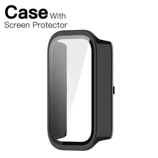 กรณีพีซีแก้วนิรภัย for Mi Band 9 Active / Redmi Band 3 Anti Gores พลาสติกแข็งกันชนป้องกันหน้าจอครอบคลุมกันชนเต็ม