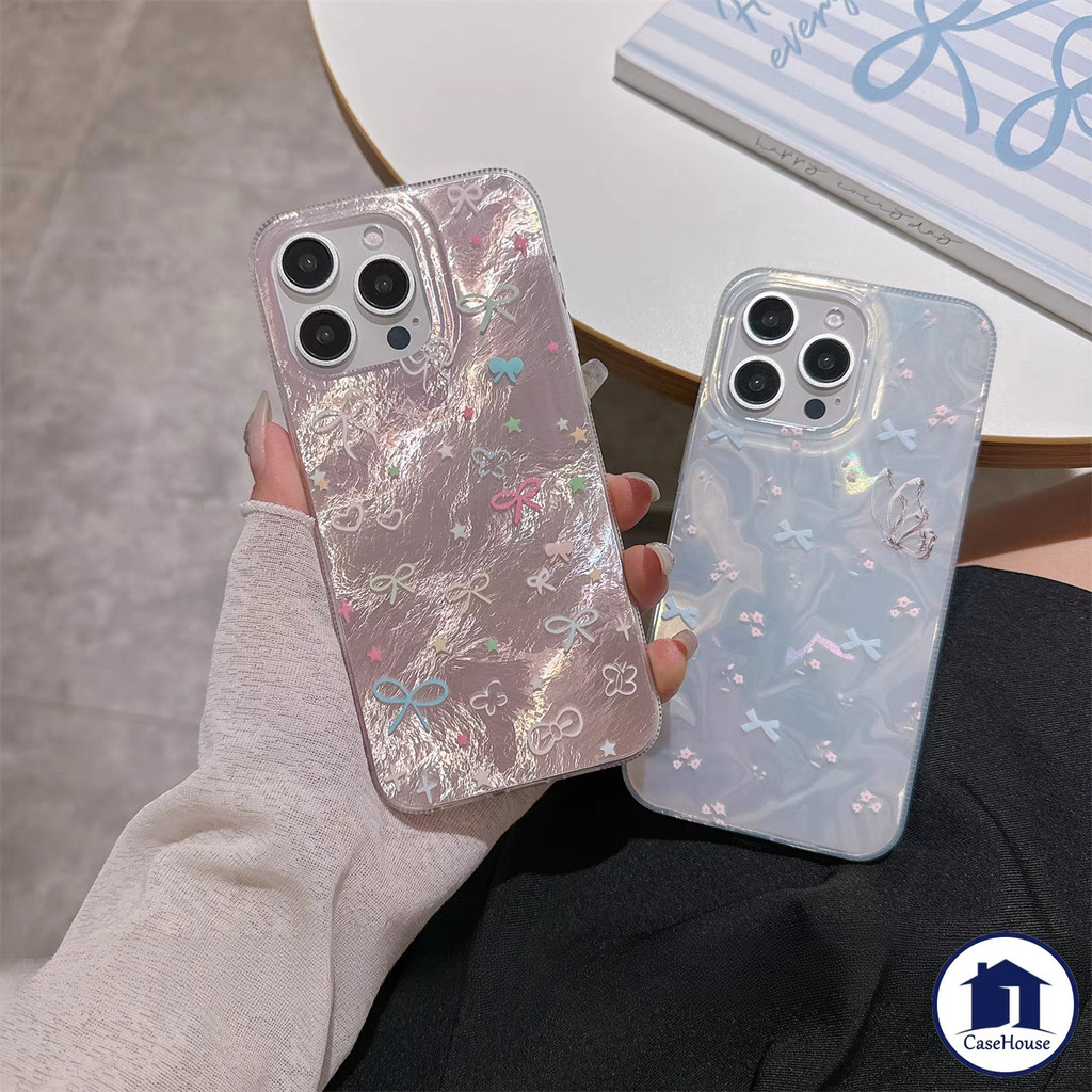 เคสลายคลื่นผูกโบว์แสนหวานเรียบง่ายเข้ากันได้กับ VIVO Y12i Y21 Y12 Y17s Y18 Y22 Y20 Y17 Y36 Y20s Y11 Y02 Y50 Y22s Y30 Y27