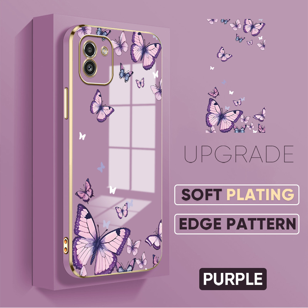 HP เข้ากันได้กับ Samsung A03 (เชือกเส้นเล็กฟรี) เคสโทรศัพท์ซิลิโคนอ่อนนุ่มผีเสื้อ Softcase Kesing 27