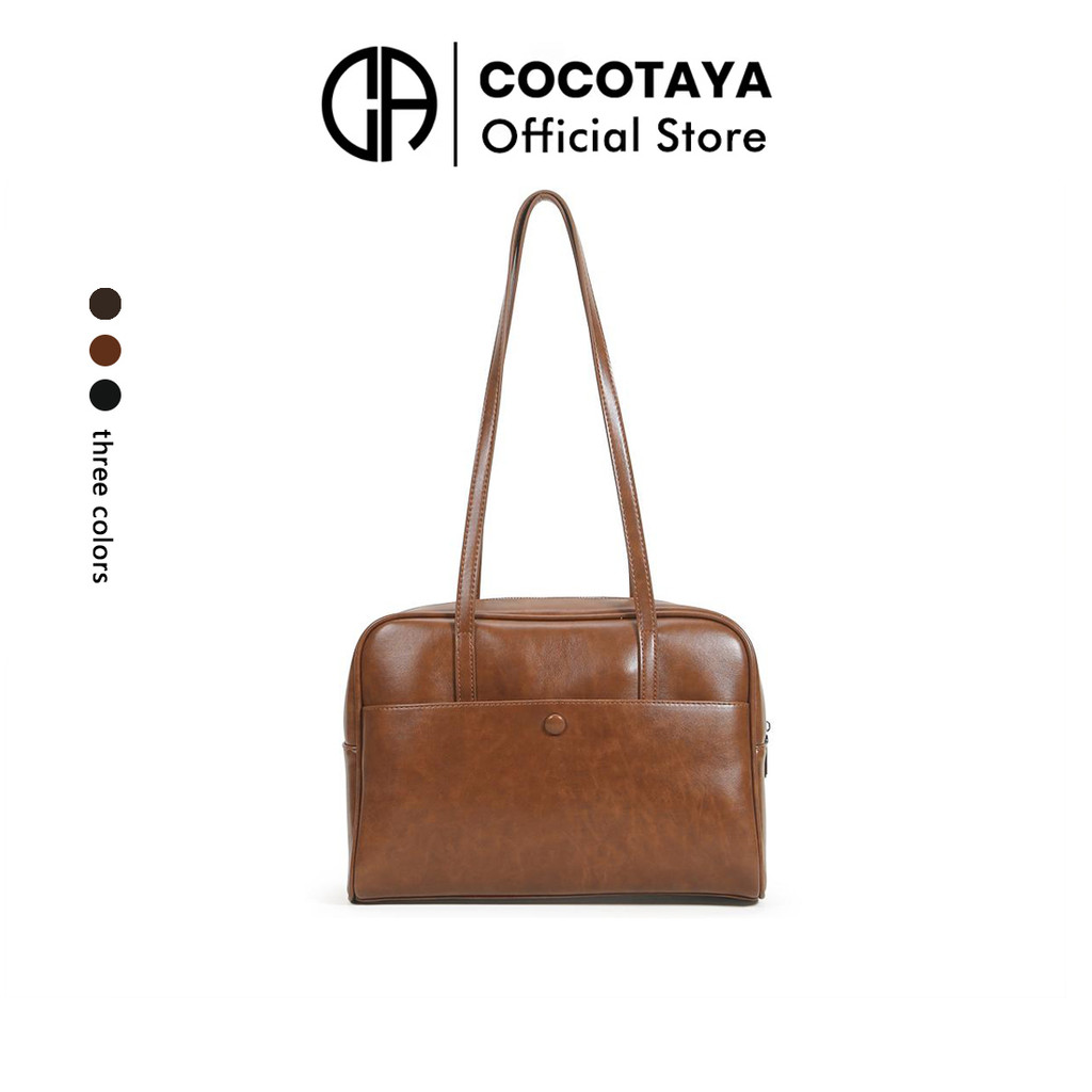 ((COCOTAYA) สินค้าใหม่ Retro Soft PU Leather Ladies Underarm Bag, กระเป๋าสะพายไหล่