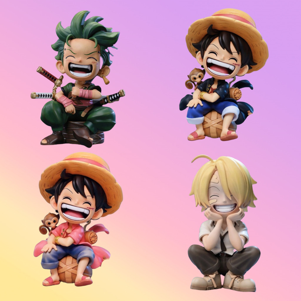 [4950 คนสรรเสริญ] One Piece รุ่น Q Hand-Made Luffy นั่งหัวเราะLuffy Zoro Tide Play GK Hand-Madeหมวกฟ