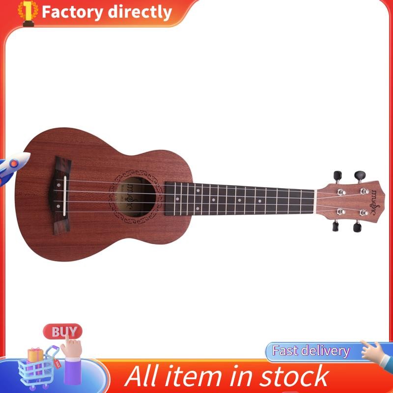 21 นิ้ว Ukulele Soprano เริ่มต้น Ukulele กีตาร์ Ukulele มะฮอกกานีคอ Delicate Tuning Peg 4 Strings ไม
