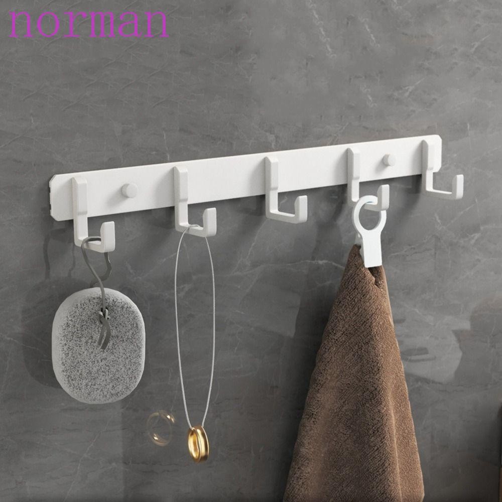 NORMAN Space อลูมิเนียมแถวตะขอ,สีดํา/สีขาว/สีเทา Strong กาวผ้าขนหนู Robe Hook,ปฏิบัติ Heavy Duty ประหยัดพื้นที่แขวนผนังเสื้อผ้าตะขอเสื้อห้องน้ํา