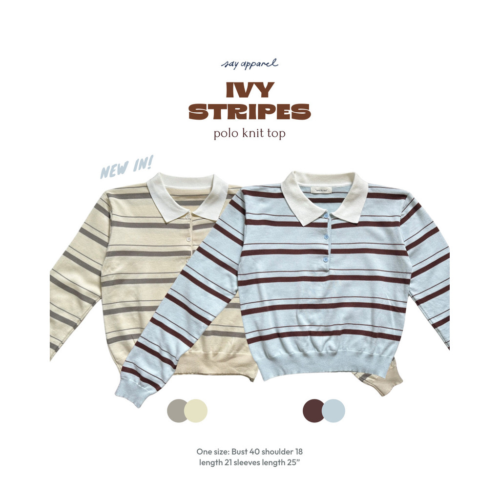 SAY APPAREL: Ivy stripes knit top เสื้อไหมพรมแขนยาวลายทาง