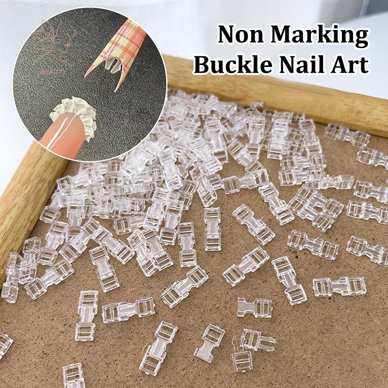 [maybeauty] 10 ชิ้นเล็บเครื่องมือ Traceless Buckle Mini Nail Art ที่มองไม่เห็นหัวเข็มขัด Diy อุปกรณ์ทําเล็บ {TH}