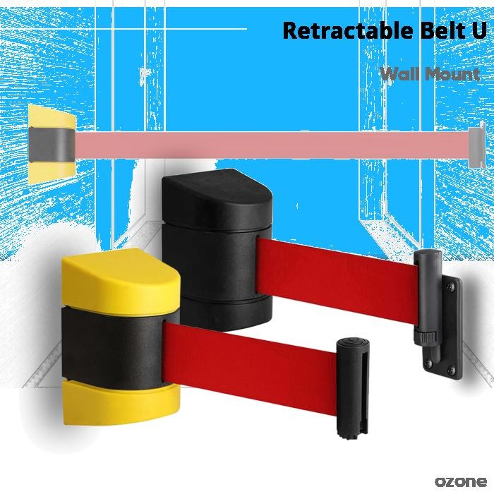 Retractable Belt Area Barrier ติดผนังสีแดง 2/3/5M