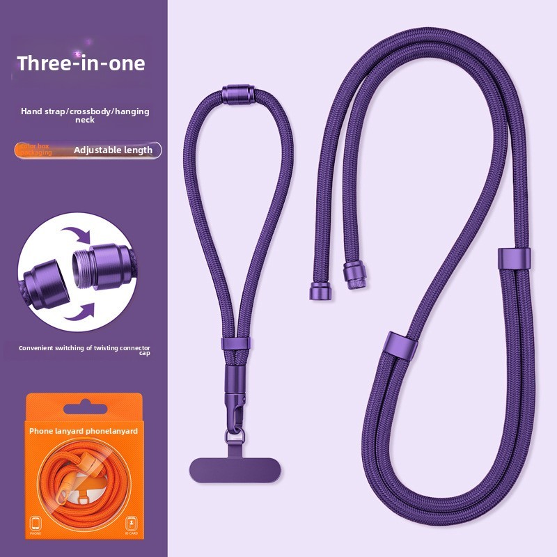 3 ใน 1โทรศัพท์มือถือเชือกเส้นเล็ก กระเป๋าสะพายข้าง และสายคล้องคอแบกสายปรับสายรัดข้อมือเชือกที่ถอดออกได้ป้องกันการสูญหายและป้องกันการตกด้วยคลิปปะ1