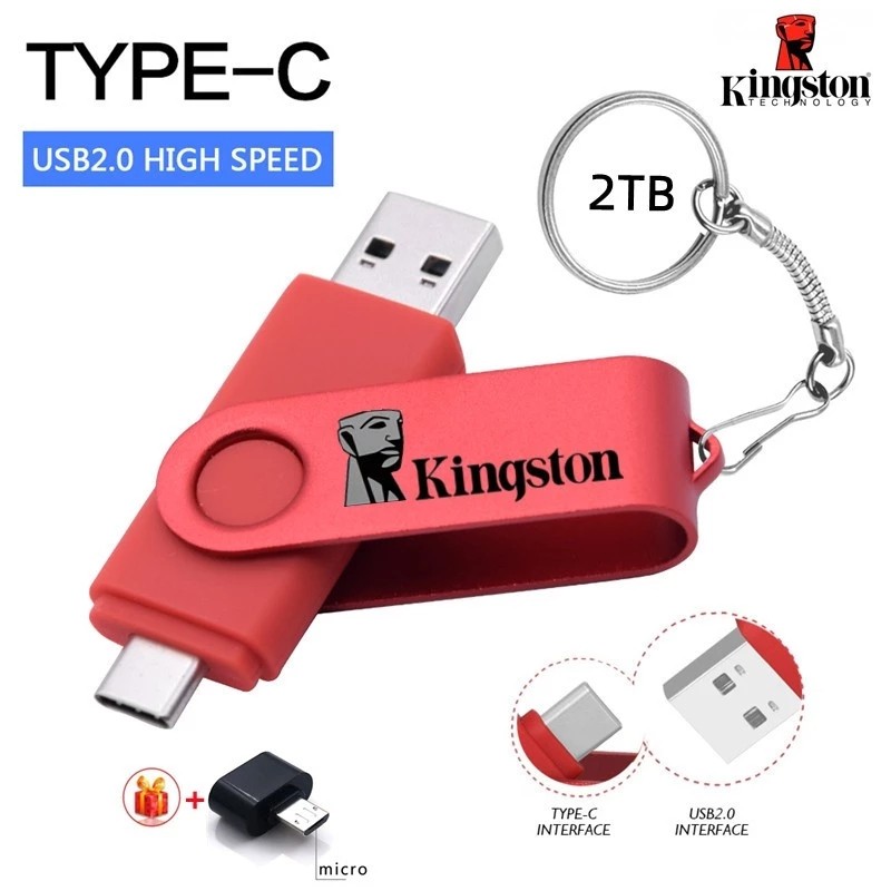 2TB แฟลชดิสก์ 3-IN-1 USB Micro Type-c OTG แฟลชไดรฟ์ 1TB 512GB 256GB 128GB 64GB 32GB 16GB Pendrive สํ