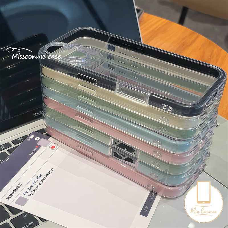 หรูหรา 2 in 1 กันกระแทกกันชนสีลูกกวาดสําหรับ IPhone 17 Pro Max 11 13 14 15 12 16 Pro Max Air 12 13 14 15 16 Pro 15 14 16 Plus โปร่งใสนุ่ม Tpu Cover - รูปที่ 5