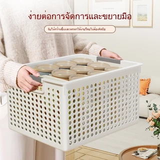 กล่องเก็บของ กล่องพลาสติก ตะกร้าอเนกประสงค์สีขาว ตะกร้าเหลี่ยม ใส่ของใช้ทั่วไ ประหยัดพื้นที่ มี 7 ขนาด