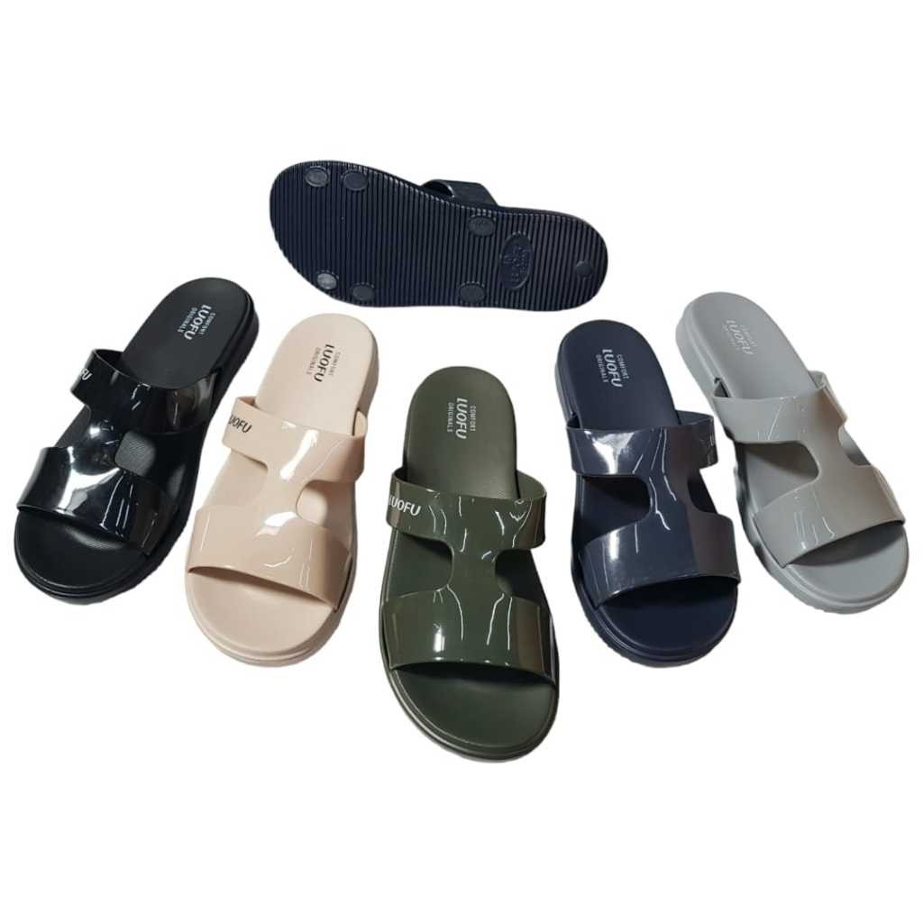 BLS Luofu รองเท้าแตะยางผู้หญิงนําเข้ายางกลางสองเส้น E7190A1-K5CNEW (AA3)