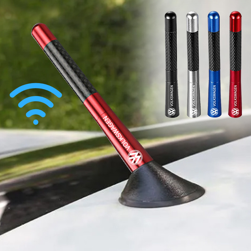1pcs คาร์บอนไฟเบอร์วิทยุสําหรับรถยนต์ FM/AM สัญญาณเสาอากาศปรับปรุง Volkswagen Polo 4 5 6 7 Golf T5 V