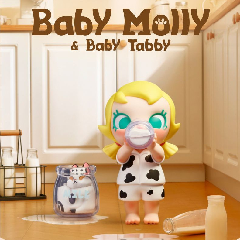 popmart  MOLLY  Baby Molly & Baby tabby series ของสะสมของเล่นศิลปะ