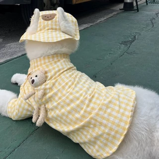 เสื้อสุนัขฤดูร้อนขนาดใหญ่ลายตารางสำหรับ Samoyed Golden Retriever border collie Lab