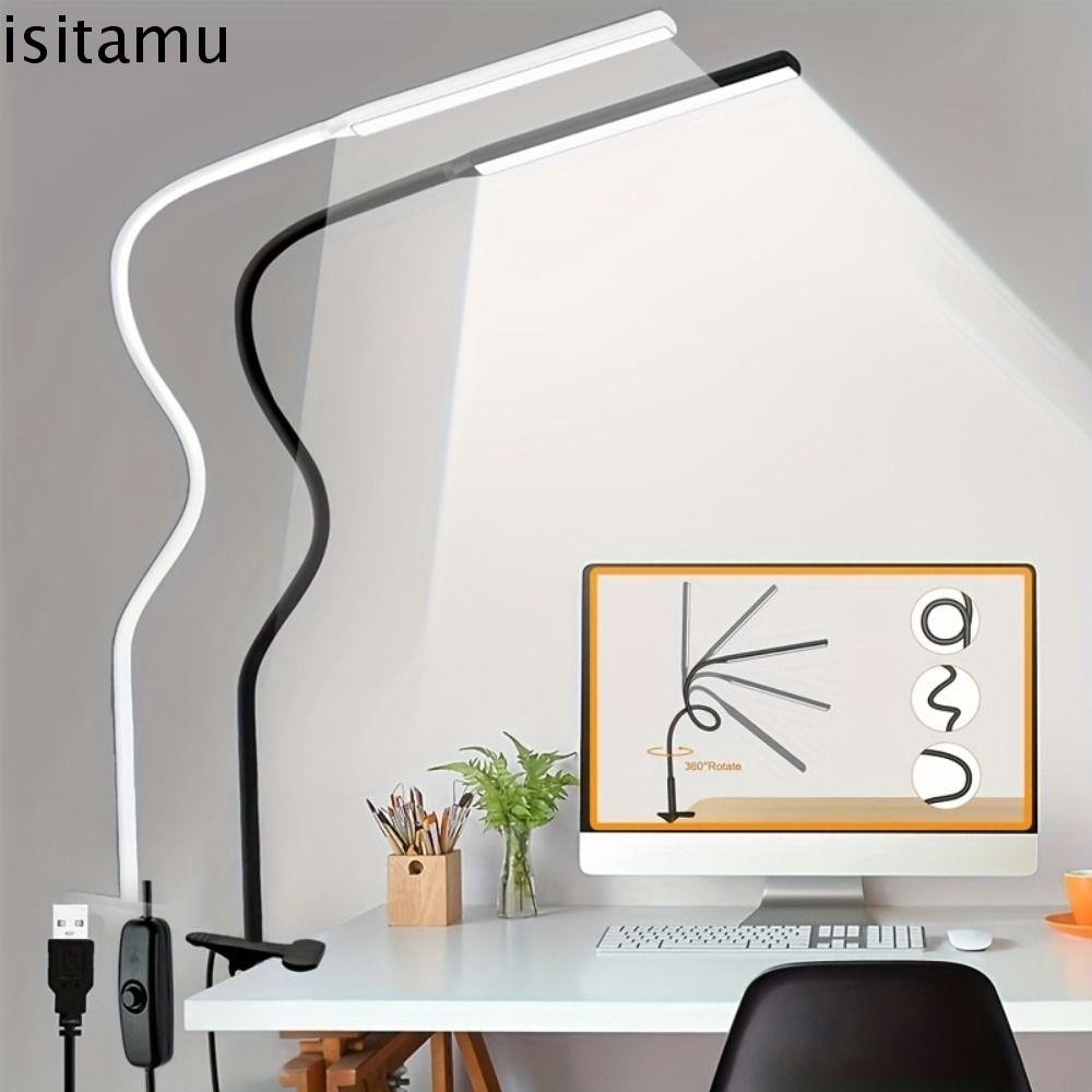 โคมไฟตั้งโต๊ะ LED ISITAFT 360° ปรับได้ พับได้ พกพา USB ยืดหยุ่น พร้อมคลิปหนีบ อ่านหนังสือ โฮมออฟฟิศ