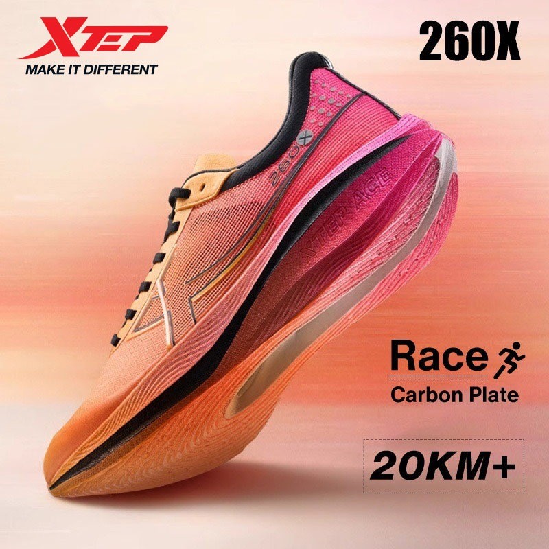 XTEP 260X รองเท้าวิ่งมาราธอนผู้ชาย Race Training T400 แผ่นคาร์บอนมาราธอนรองเท้ากีฬากลางแจ้ง