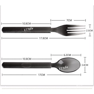 ชุดช้อนส้อมพลาสติก มีเซ็ตตะเกียบ เกรดหนาพิเศษ ยาว17cm ห่อฟิล…