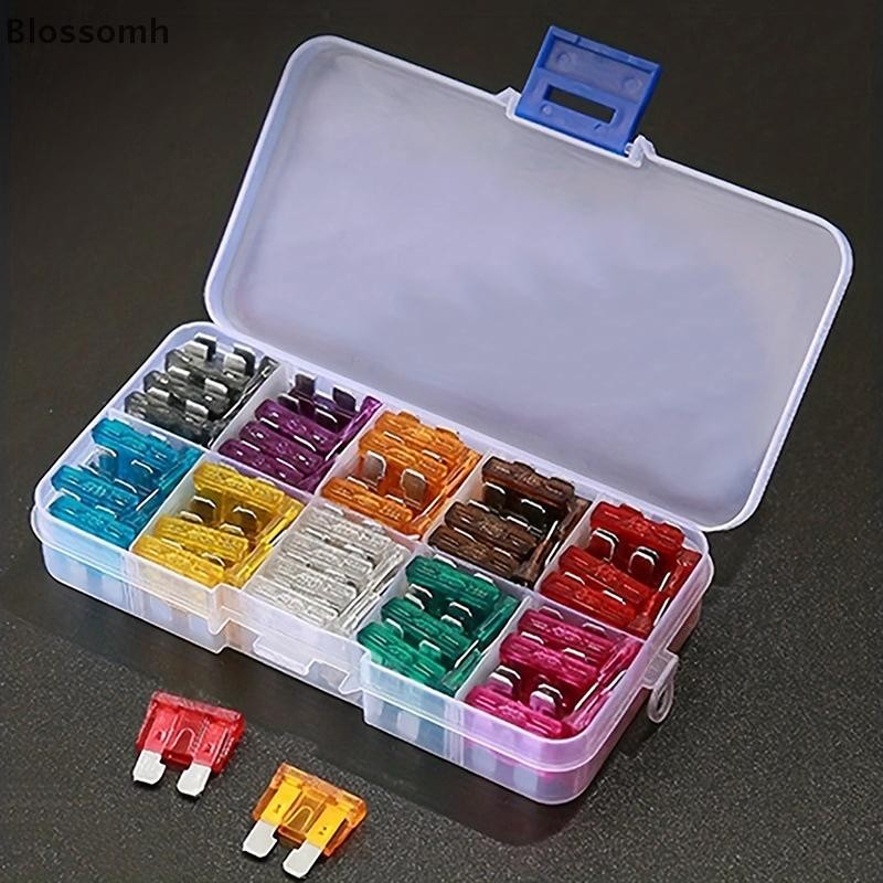 Blossomh 50/100pcs รถฟิวส์ Assortment ชุดโปรไฟล์ขนาดกลางใบมีดประเภทฟิวส์ Auto รถรถบรรทุก 2-35A ฟิวส์กล่องคลิปใหม่