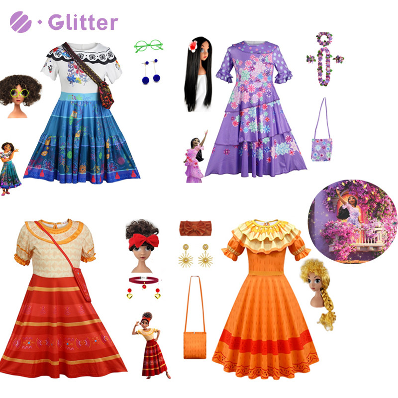 ฮาโลวีน Encanto Mirabel Madrigal Isabella Dolores Pepa คอสเพลย์เครื่องแต่งกายสําหรับผู้ใหญ่ผู้หญิงสี