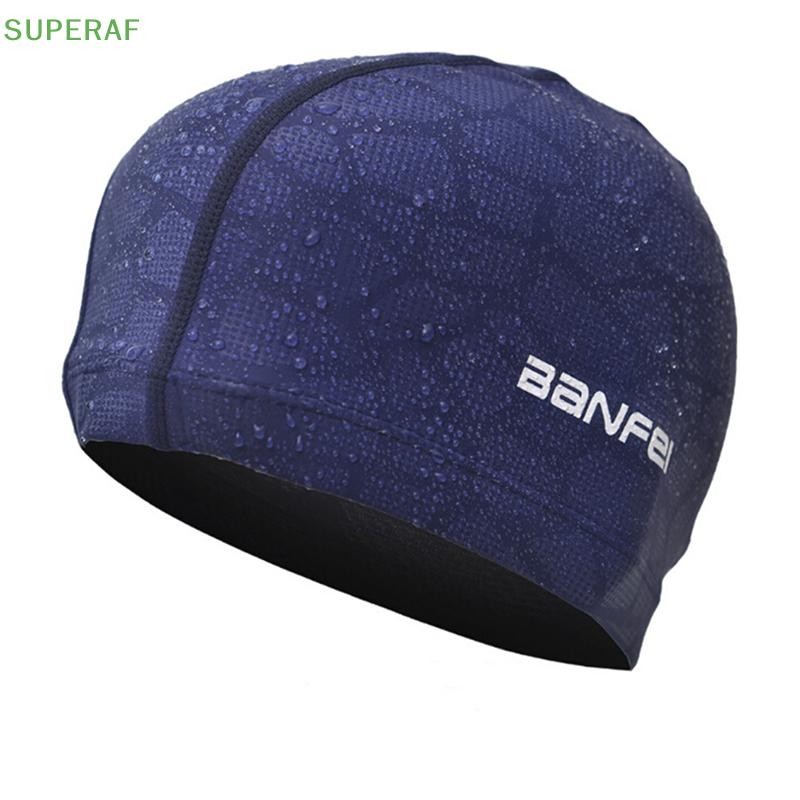 Superaf หมวกว่ายน้ําฤดูร้อนไนลอนความยืดหยุ่นสูงยืดหยุ่นทนทานหมวกว่ายน้ําสําหรับผู้ใหญ่ HOT