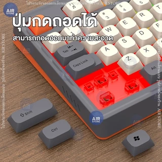 ชุดคีย์บอร์ด+เมาส์ RAIKU รุ่น T98 ไฟRGB คีย์บอร์ดเล่นเกม แบบมีสาย 98ปุ่ม สีสันสดใส ไฟแบ็คไลท์ Mechanical Keyboard