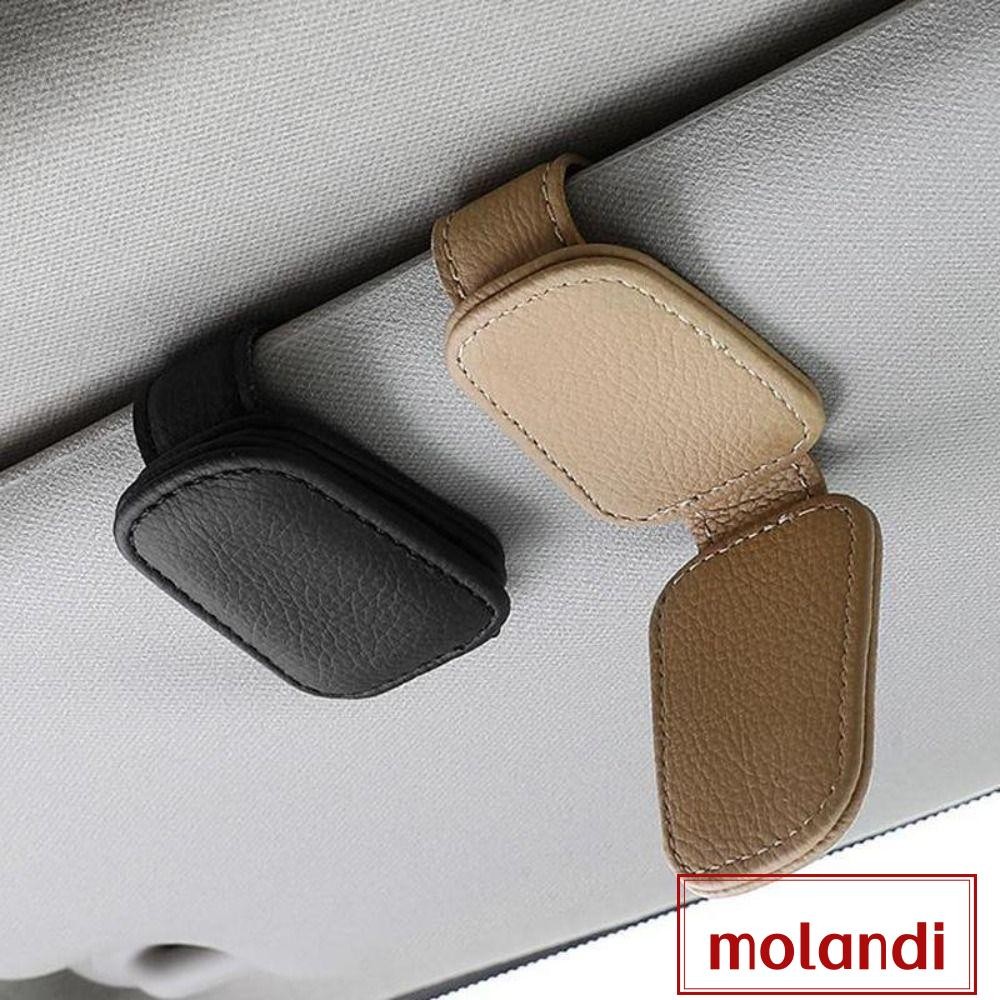 Molandi คลิปแขวนแว่นตาในรถยนต์, คลิปหนีบแว่นตาบังแดดแบบยืดหยุ่นป้องกันรอยขีดข่วน, ที่วางแว่นตารถยนต์หนัง PU มัลติฟังก์ชั่นอุปกรณ์ตกแต่งภายในรถยนต์