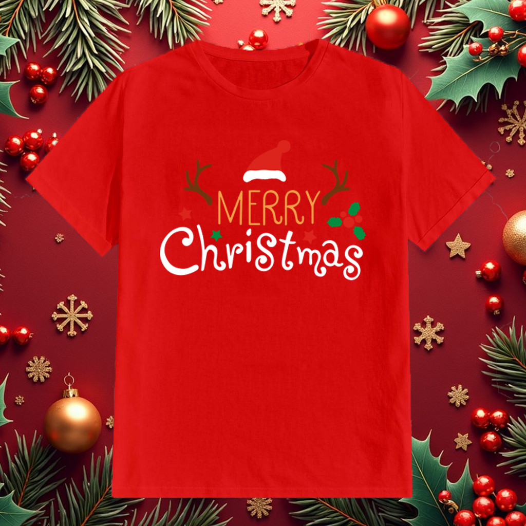 เสื้อยืดคริสต์มาส Merry Christmas & Happy new year T-shirt เสื้อครอบครัวคริสต์มาส วันคริสต์มาส เสื้อปีใหม่