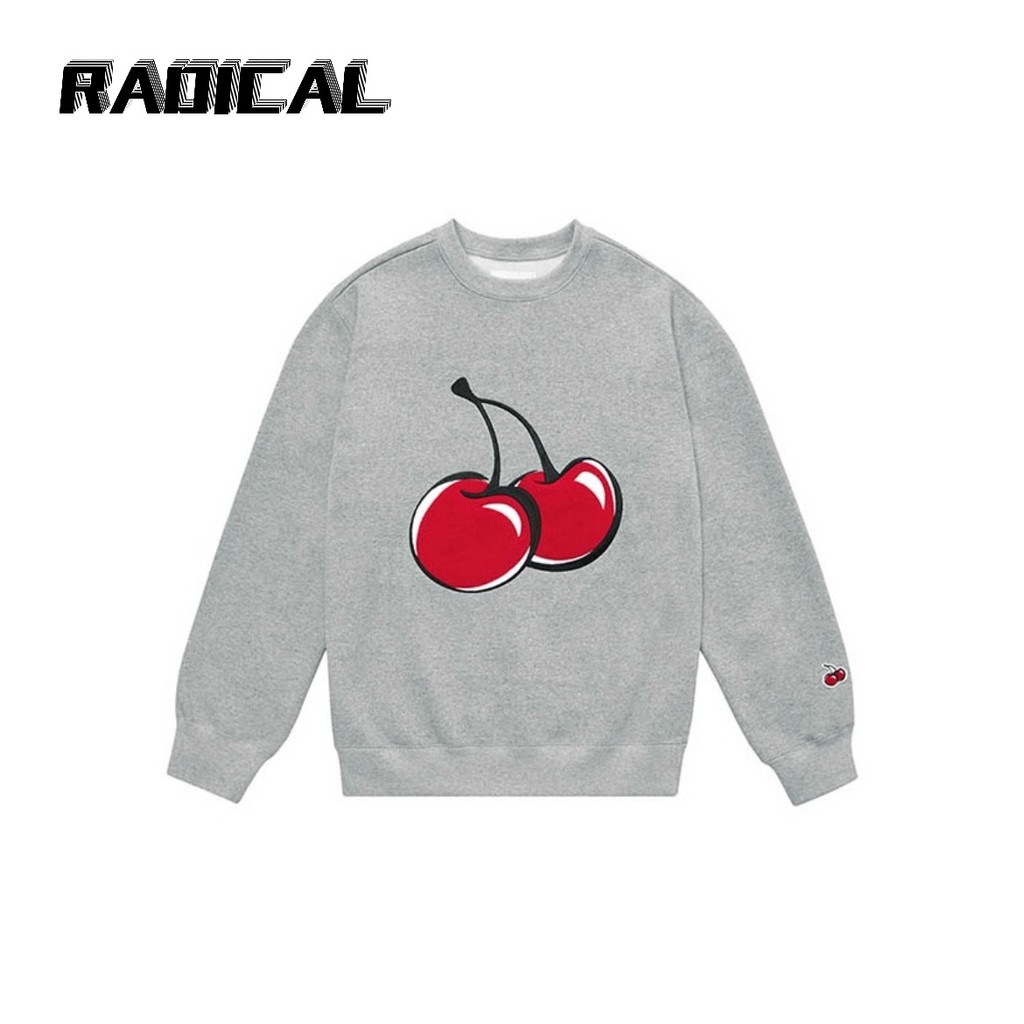 Street Wear Kirsh Star Same Style Print Big Cherry Loose Pullover Sweatshirt