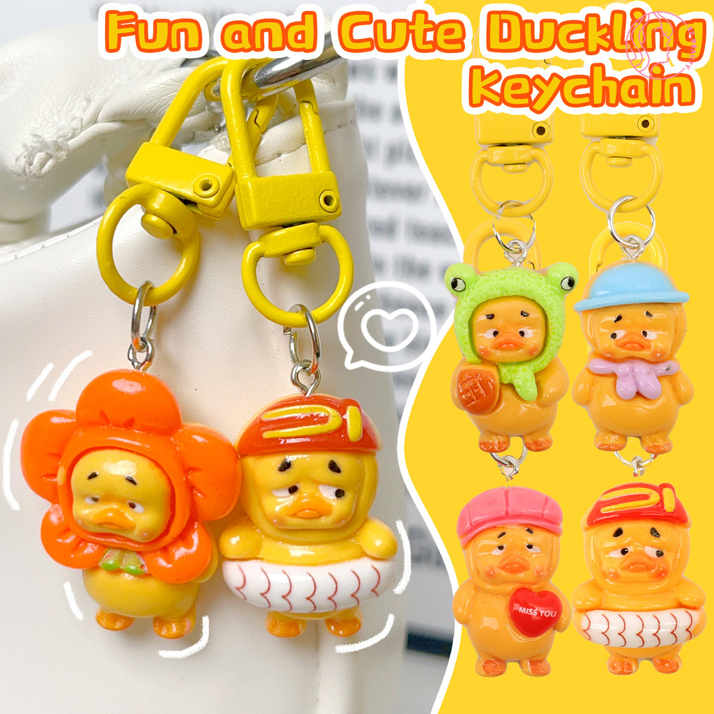 พวงกุญแจเครื่องแต่งกายเป็ด Upset น่ารัก - Funny Upset Duck Resin Key Charm - น่ารักเป็ดสีเหลืองแขวนกระเป๋า - จี้การ์ตูน Wasp