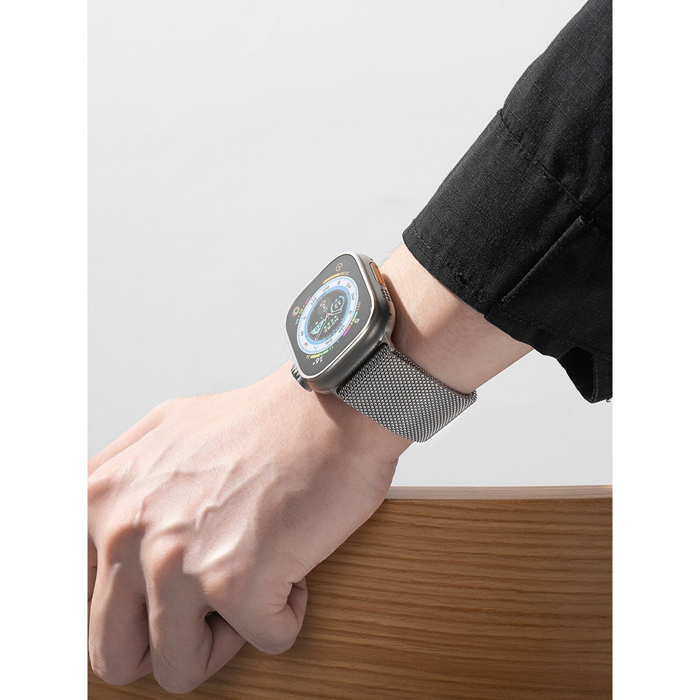 Milanese Loop สายโลหะสําหรับ Apple Watch Band Ultra 2 49 มม.46 มม.45 มม.44 มม.42 มม.41 มม.40 มม.38 มม.สแตนเลสสตีลสําหรับนาฬิกา iWatch Series 10 9 8 7 6 5 4 SE - รูปที่ 5