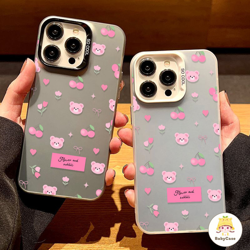 เคสไอโฟน 15 สำหรับ iPhone 16 13 11 15 12 14 Pro Max 7Plus XR X XS Max 16 7 8 15 14 Plus SE 2020 ผ้าคลุมนุ่มหมีหวานน่ารัก