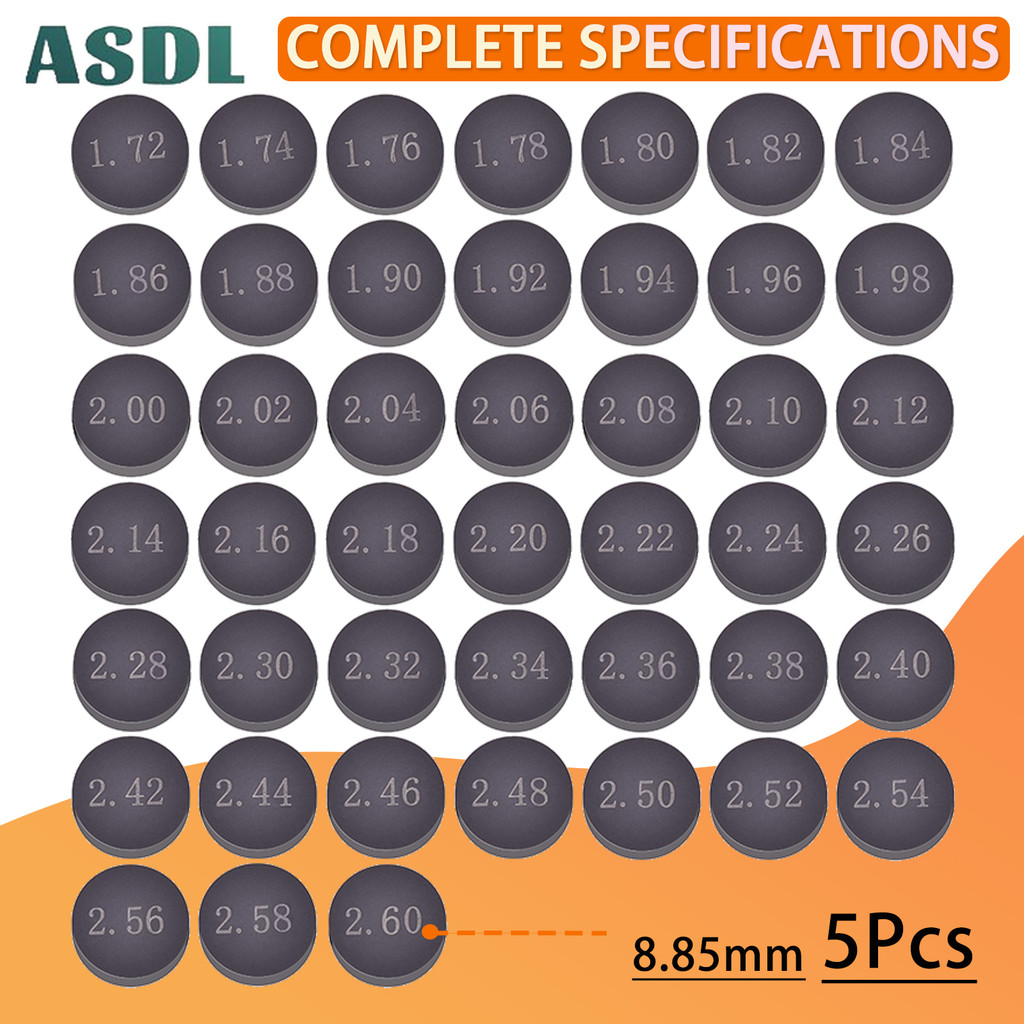 Asdl 5 ชิ้น 8.85 มิลลิเมตร/8.9 มิลลิเมตรวาล์วรถจักรยานยนต์ Shim Thicknes จาก 1.72 มิลลิเมตรถึง 2.60 มิลลิเมตรสําหรับ KTM RC250 250XCF-W 350XCF 450SX-F 505SX-F ฟรี 350