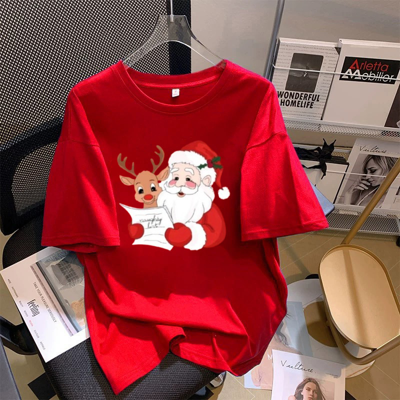 COD (ส่งจากกรุงเทพ)BOOM Shop เสื้อคริสมาสต์ Happy New Year & Merry Christmas ลายน่ารักๆ ผ้า Cotton ใส่สบาย สีสันสดใส#15