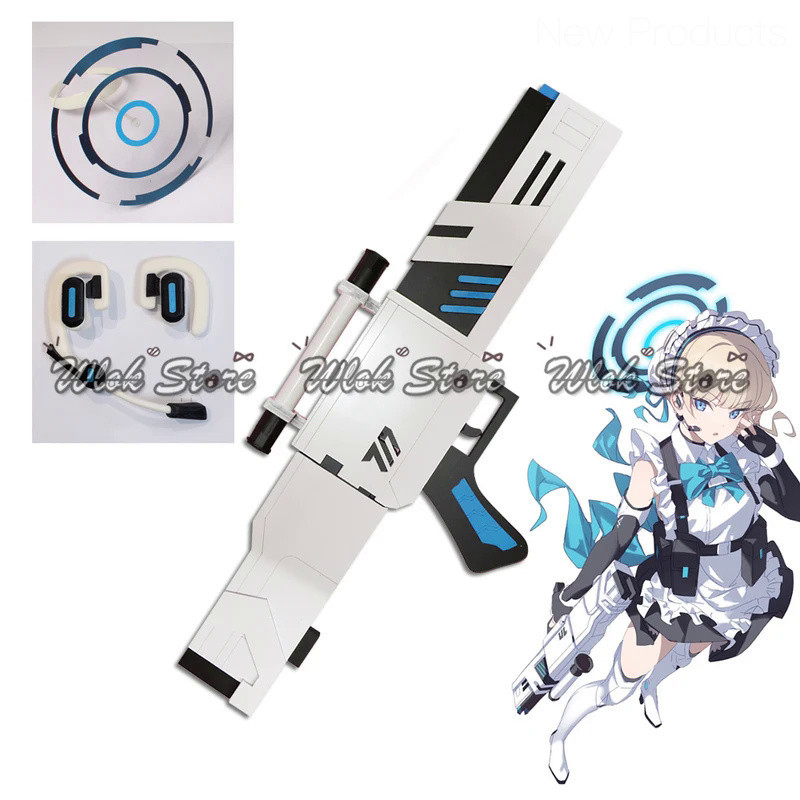 ⚡ Blue Archive Asuma Toki Cosplay Weapon Gun Props Halo Earphone Headwear Anime Halloween Party Carn