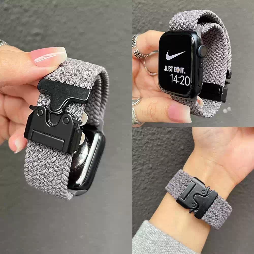 สไตล์ร่มชูชีพสายคล้องคอสําหรับ แอปเปิล ดู ชุด 10 9 8 7 6 5 4 กับ 3 2 1 พิเศษ/พิเศษ 2 สายไนลอนอ่อนสําหรับ ฉัน-ดู 46 มม.42 มม.44 มม.40 มม.45 มม.41 มม.38 มม.49 มม.สายนาฬิกา