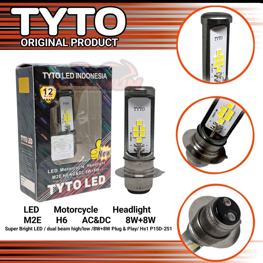 TITO M2E H6 DUAL BEAM AC/DC 8W รถจักรยานยนต์ HEADLAMP BULB