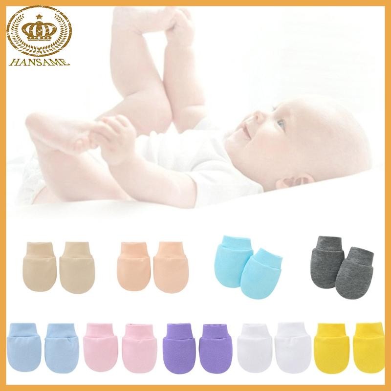 Han Baby Anti Scratching ถุงมือผ้าฝ้ายนุ่มถุงเท้ามือทารกแรกเกิดสําหรับป้องกัน Handgu