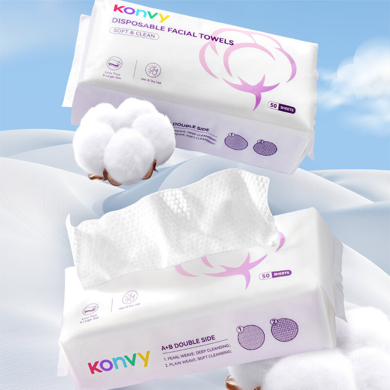 Konvy Facial Towel 50 Sheets คอนวี่ ผ้าเช็ดหน้าแบบใช้แล้วทิ้ง 50แผ่น. - รูปที่ 3