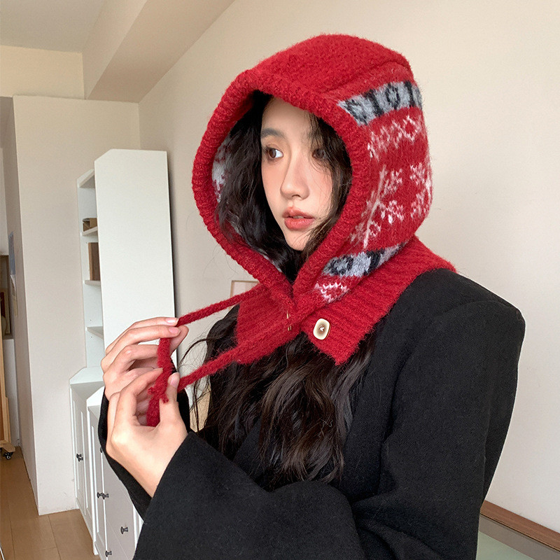 เกาหลีขนสัตว์ถักถักหมวกขนสัตว์ผู้หญิงฤดูหนาวป้องกันหูหมวกอบอุ่น