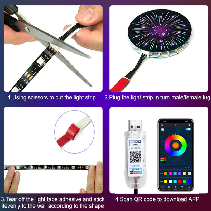 ไฟสายไฟเปลี่ยนสีได้ สายไฟ LED 180 ดวง ซิงค์เสียงเพลง พร้อมรีโมตคอนโทรล APP 5050 RGB สําหรับตกแต่งคริสต์มาส - รูปที่ 2