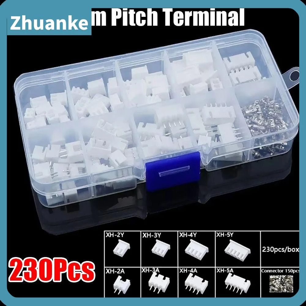 Zhuanke 230 ชิ้น 2.54 มิลลิเมตร Pitch Terminal, XH2.54 ชุดขั้วต่อ Pin, ชายและหญิง 2 P 3 P 4 P 5pin 4 ค่า Terminal Connector Kit