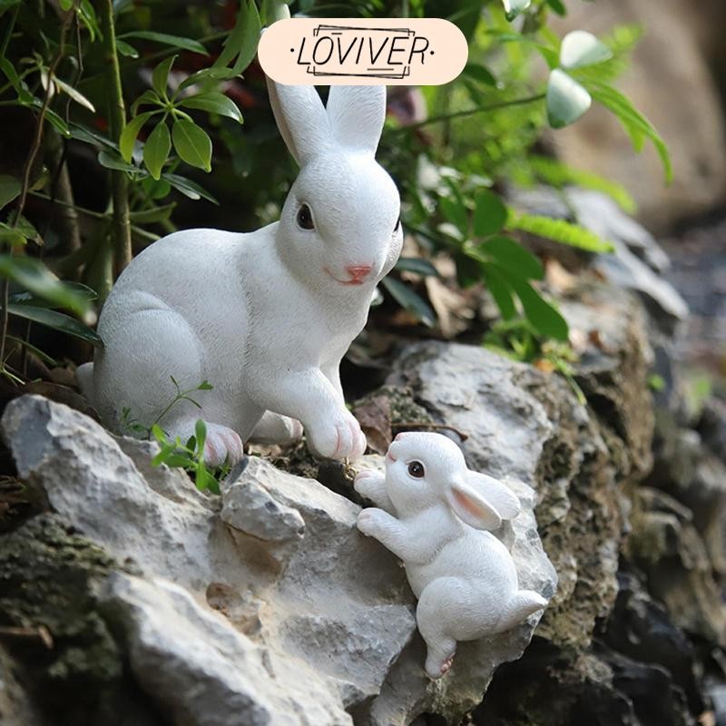 [LOVIVER] รูปปั้นสวน 2 ชิ้น, รูปปั้นกระต่ายอีสเตอร์, ตกแต่งหุ่นเรซิ่นสําหรับ