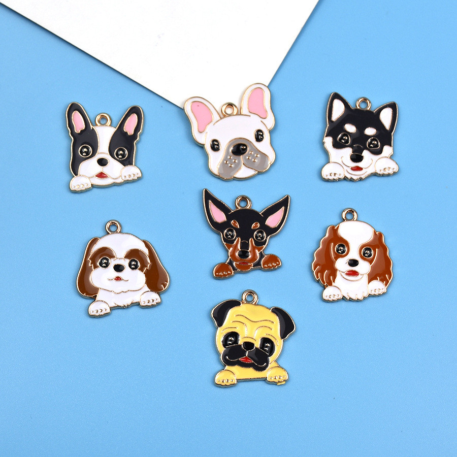 2 ชิ้น/ล็อตสัตว์เลี้ยงสุนัขสัตว์ลูกสุนัขจี้ ทําเอง โลหะผสมอุปกรณ์ตกแต่งสร้อยคอต่างหูพวงกุญแจจี้กระเป๋าอุปกรณ์เสริม 121