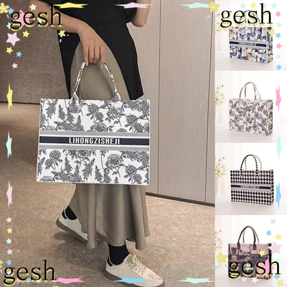 กระเป๋าสะพายไหล่ เกช1,กระเป๋าถือความจุขนาดใหญ่สักหลาด,ลําลองนํามาใช้ใหม่ดอกไม้พิมพ์กระเป๋าสะพายข้างกระเป๋าผู้หญิงสาว